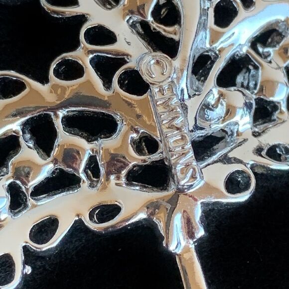 Emmons vintage ab rhinestone filagree leaf earrings and  matching pin set mint - Picture 15 of 16